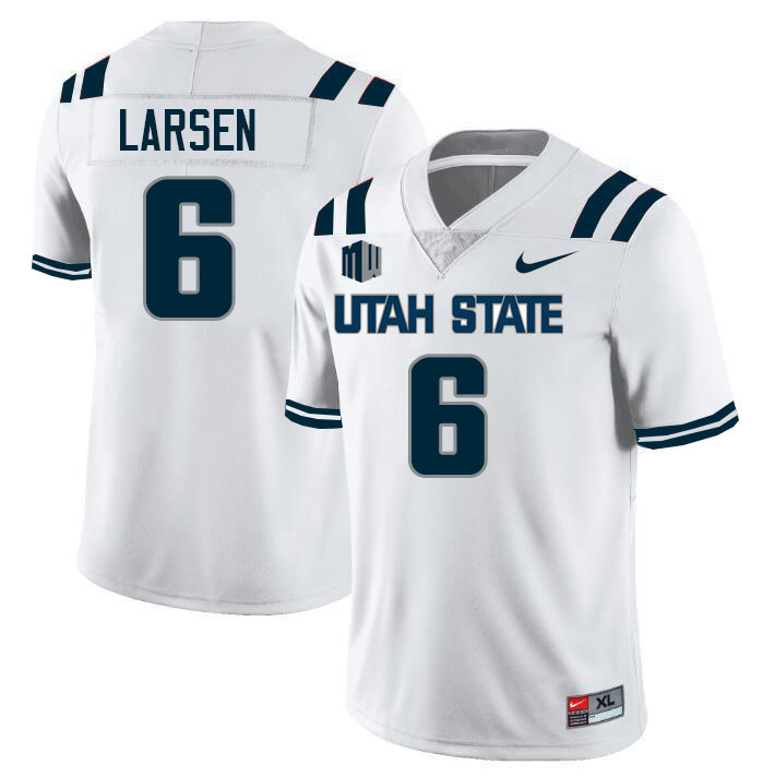 Utah State Aggies #6 Ike Larsen College Football Jerseys Stitched Sale-White